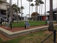 Monument Park outside George M. Steinbrenner Park, containing plaques honoring the great players in Yankee history.